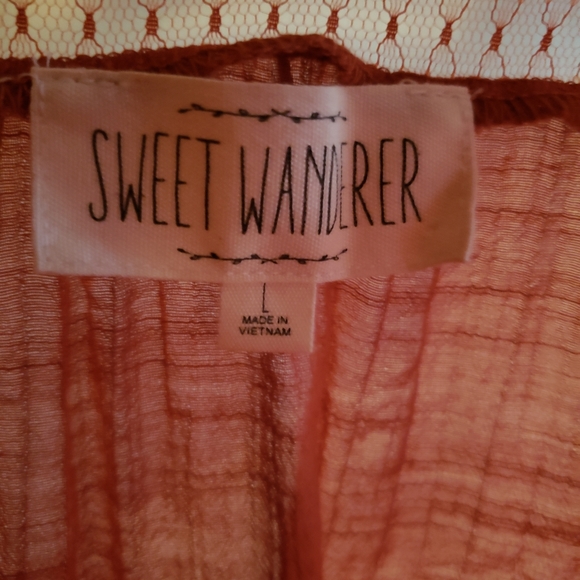 Sweet Wanderer Lace Crochet Flutter Top - Picture 5 of 5